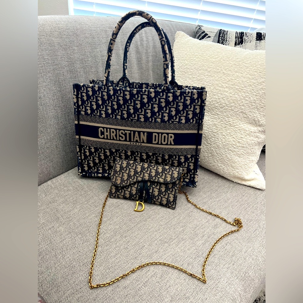 Medium Dior Book Tote with Long Saddle Wallet Chain